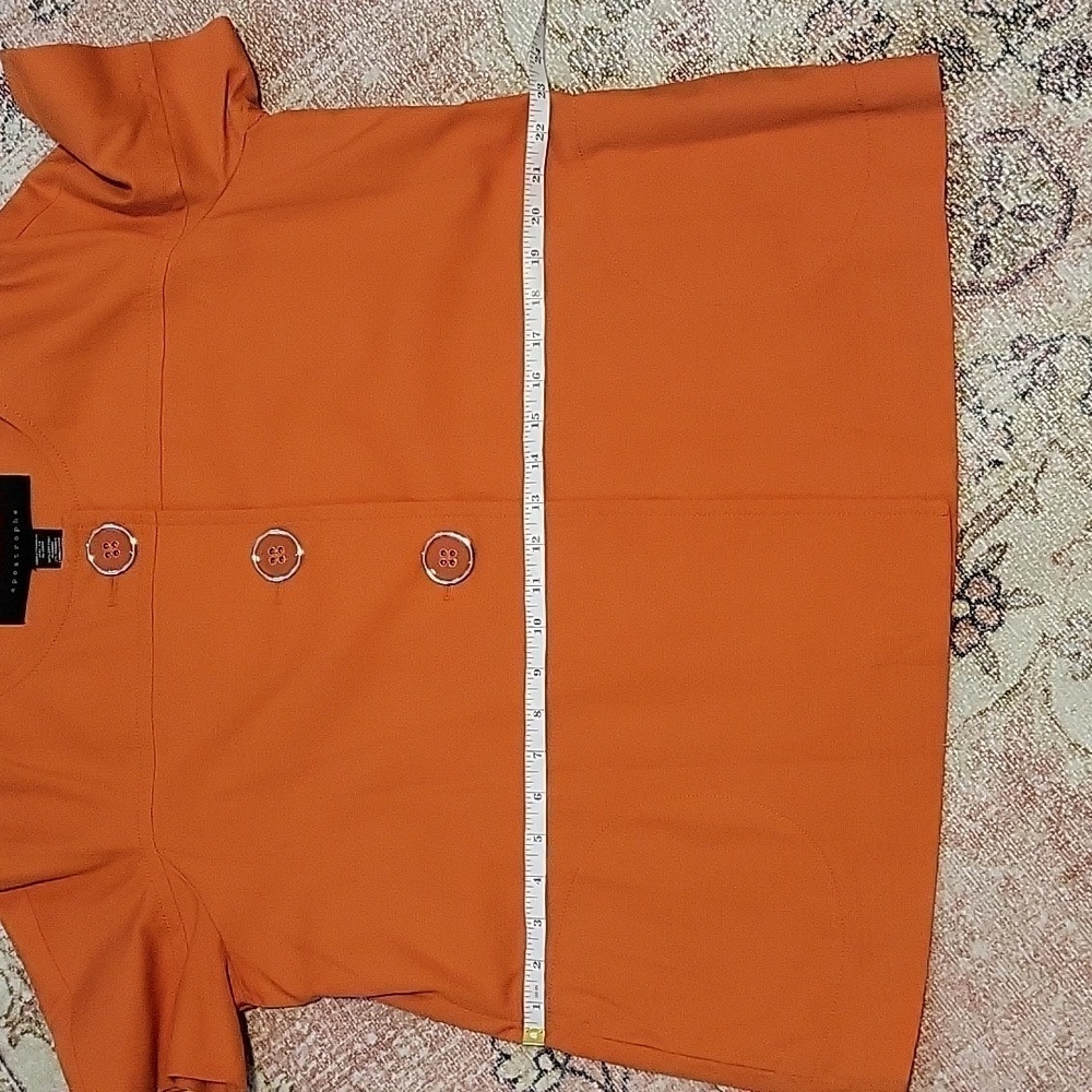 Apostrophe Orange Three Button Lined Short Sleeve… - image 10